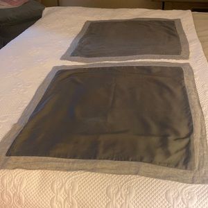 Set of 2 Pottery Barn Gray euro shams 26 inch insert with 2 inch linen border